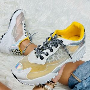 Yellow leopard clear sneaker
